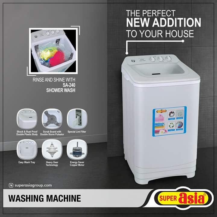 Super Asia Washing Machine (SA-240) Shower Wash Double Body Washing Machine 10 Kg ( 2 Year Official Warranty)