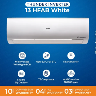 Haier 13HFAB T3 WHITE 1.0 Ton DC Inverter AC Thunder Series