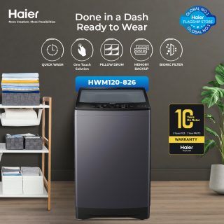 Haier HWM 120-826S6 (12 kg) Top Loading Fully Automatic Washing Machine