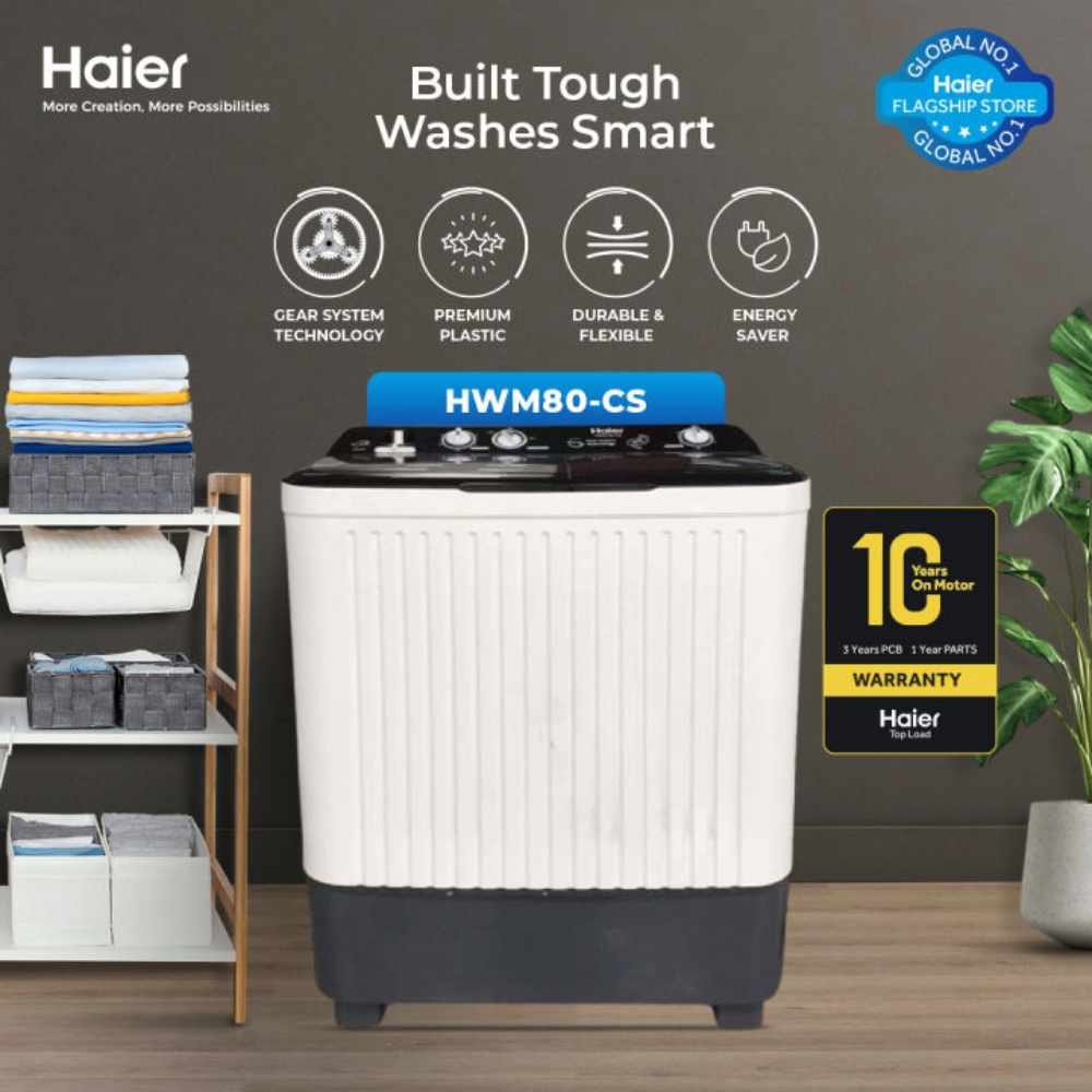 Haier HWM 80-CS (8 kg) Twin Tub Semi Automatic Washing Machine